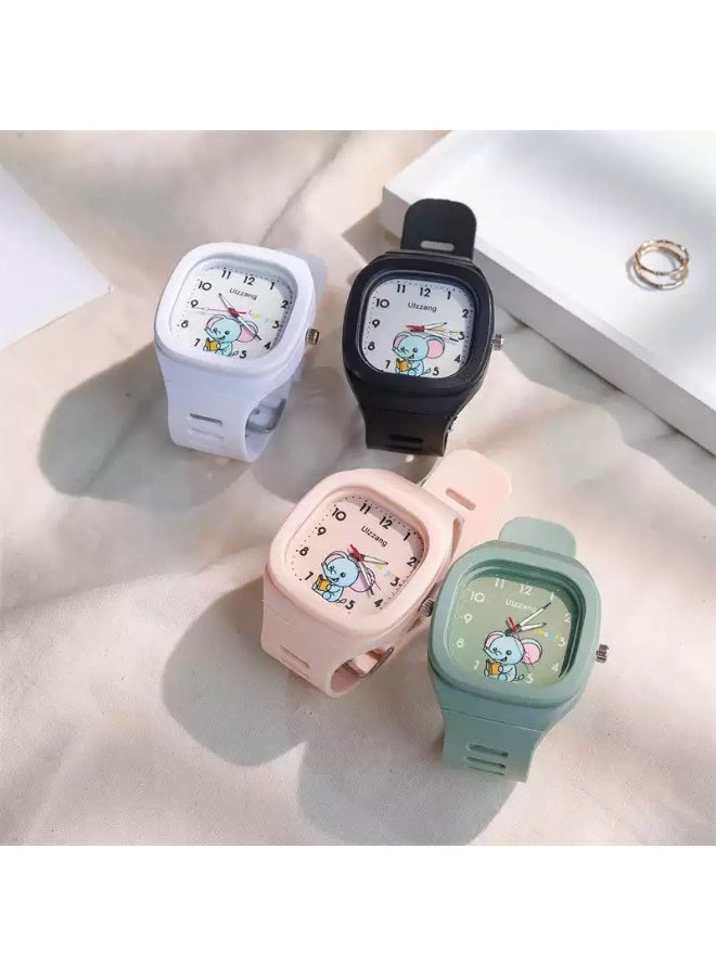 4 قطع من ساعات الأطفال، ساعة رياضية رقمية كرتونية جميلة من السيليكون، أفضل هدية للفتيات من سن 3 إلى 11 عامًا، تعليم الوقت سهل القراءة بوضوح في الليل - Image 1